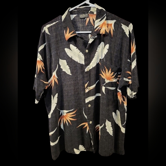 After Dark By Falcon Hawaiian Men's Black Floral Shirt Large - Picture 8 of 10